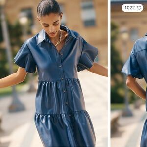 Maeve Midnight Blue Button-Up Mini Dress
